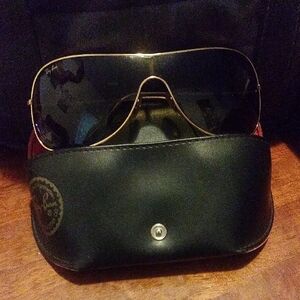 Ray-Ban Gold and Black Aviator Sunglasses